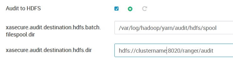 Audit to HDFS properties in Ambari
