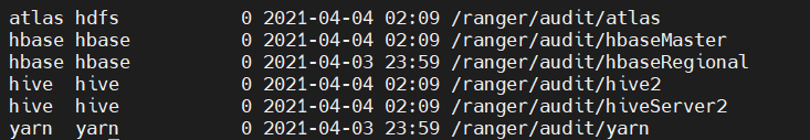 Ranger HDFS logs – 1st level partition (by service)