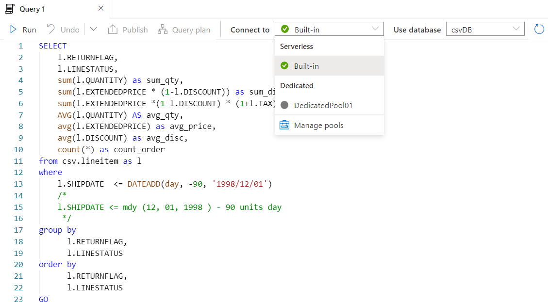 Query in Dedicated SQL Pool