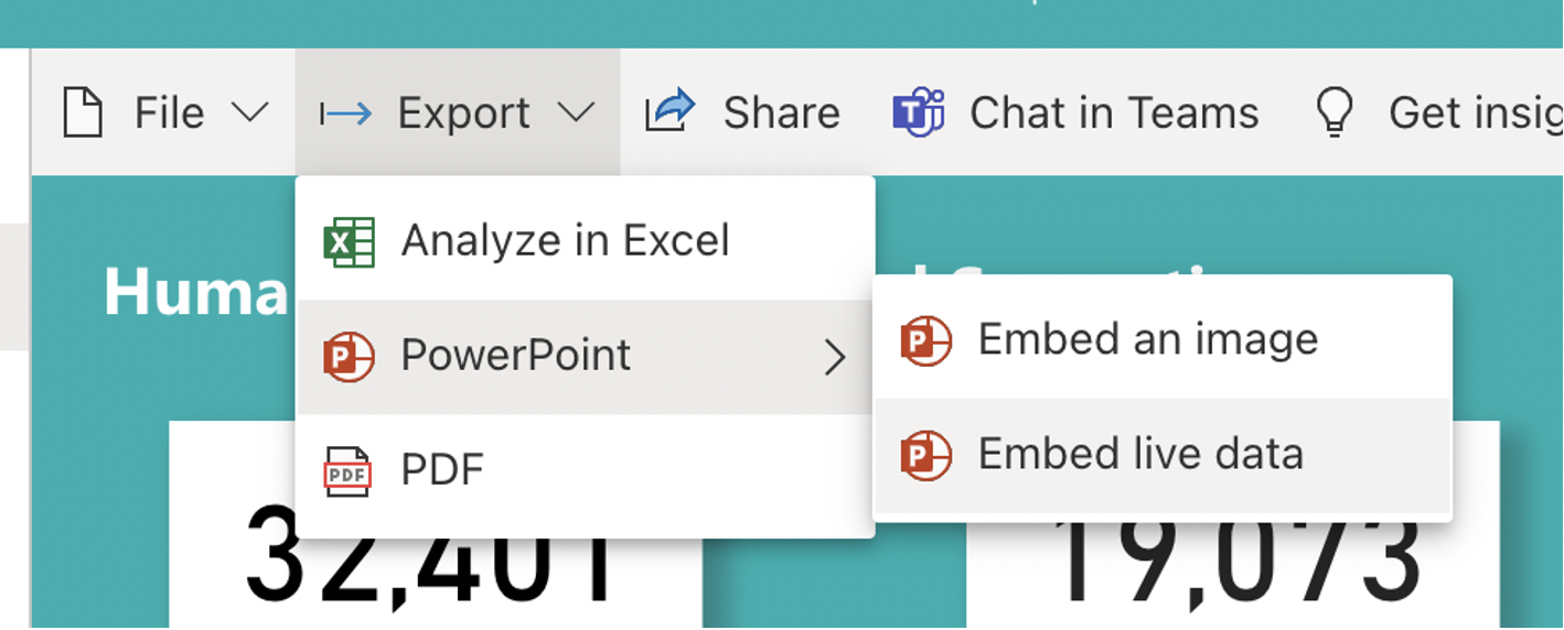 Embed Power BI live data link