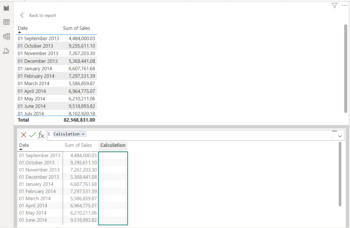 Visual Calculation Bar