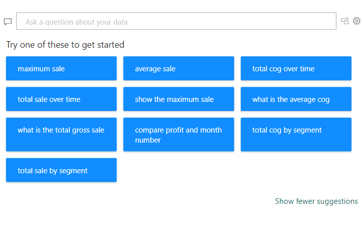 Power BI q&a-visual-default-view